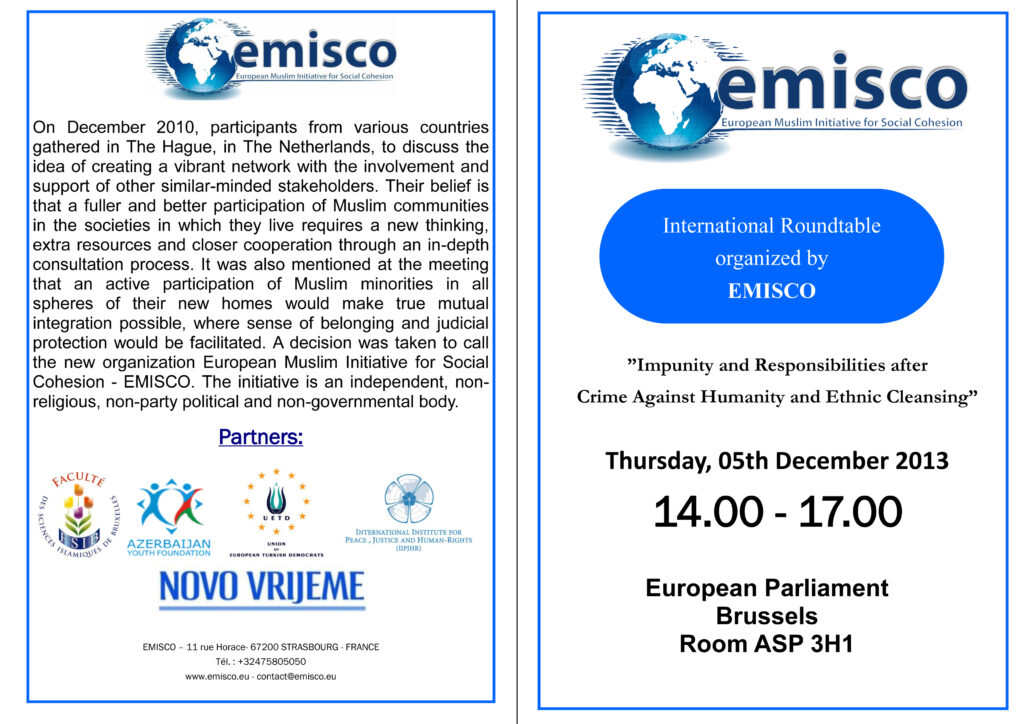 Event : Impunity and Responsibilities after Crime Against Humanity and Ethnic Cleansing