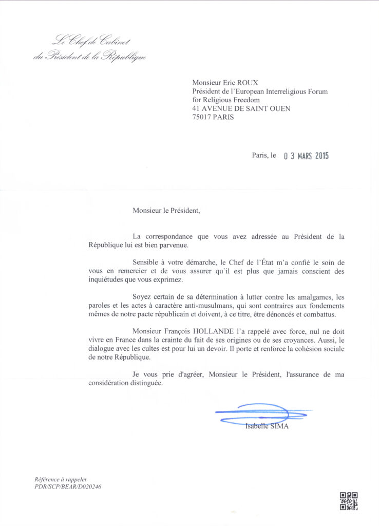 French Presidency&rsquo;s answer to multi-signatories letter to French politicians